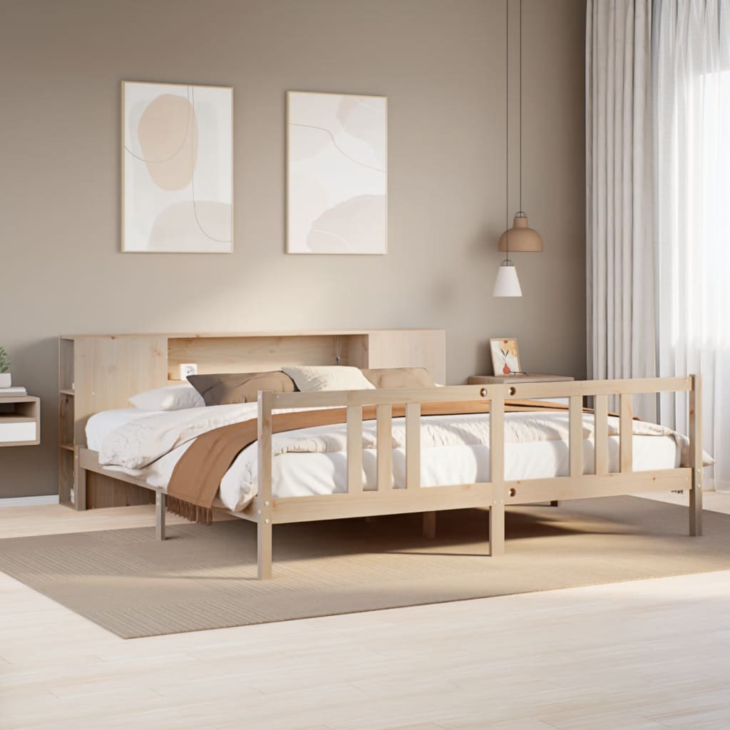 Letto Libreria senza Materasso 180x200 cm in Legno di Pino