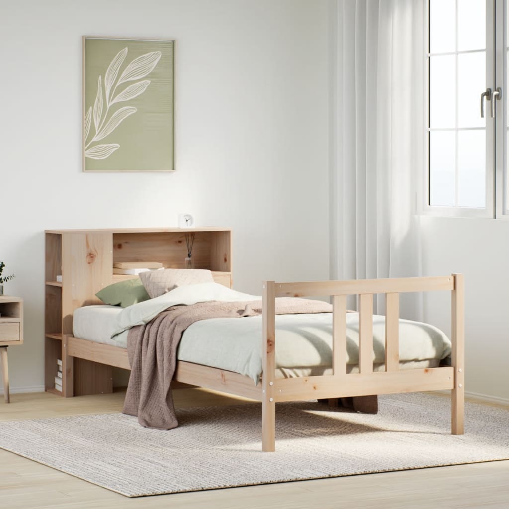 Letto Libreria senza Materasso 90x190 cm Legno Massello Pino