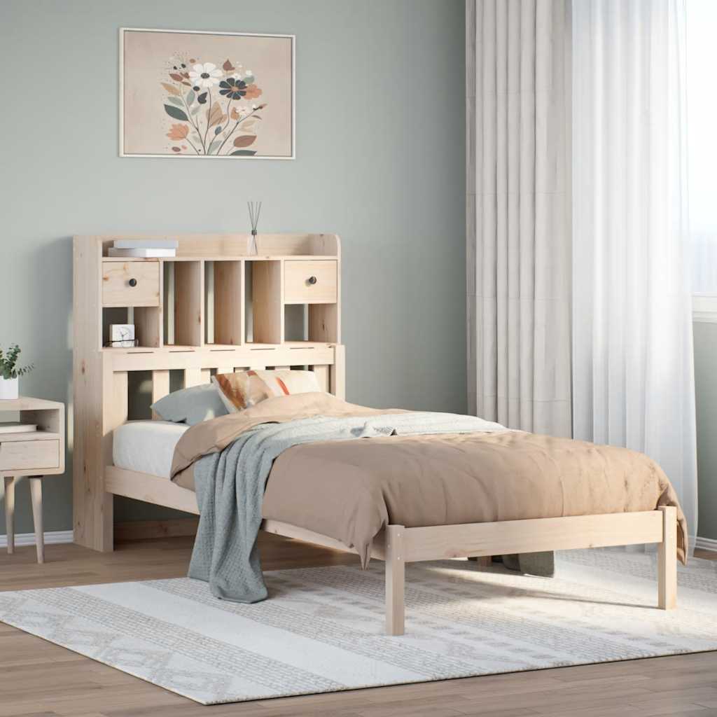 Giroletto con Libreria senza Materasso 75x190 cm in Legno Pino
