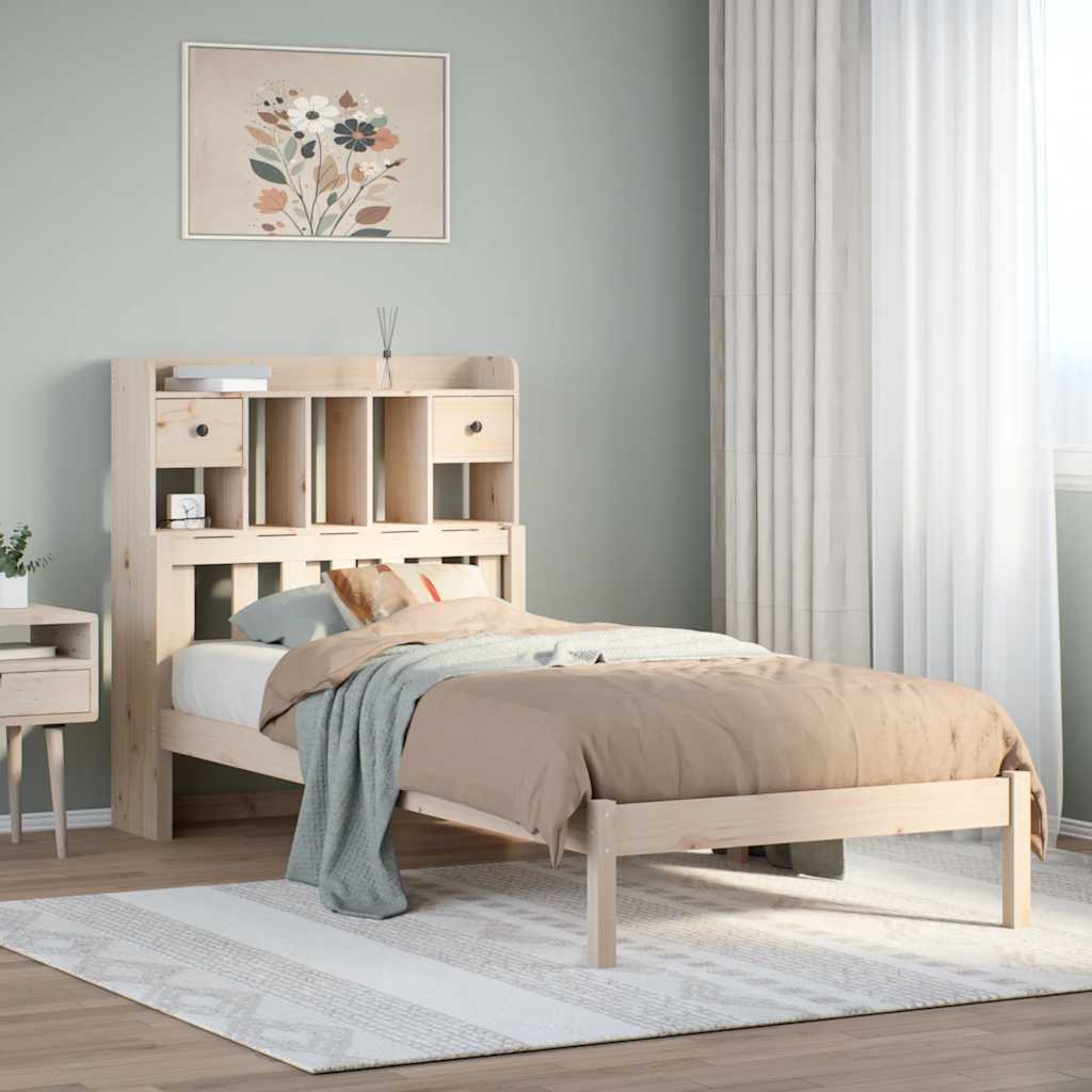 Letto Libreria senza Materasso 90x190 cm Legno Massello Pino
