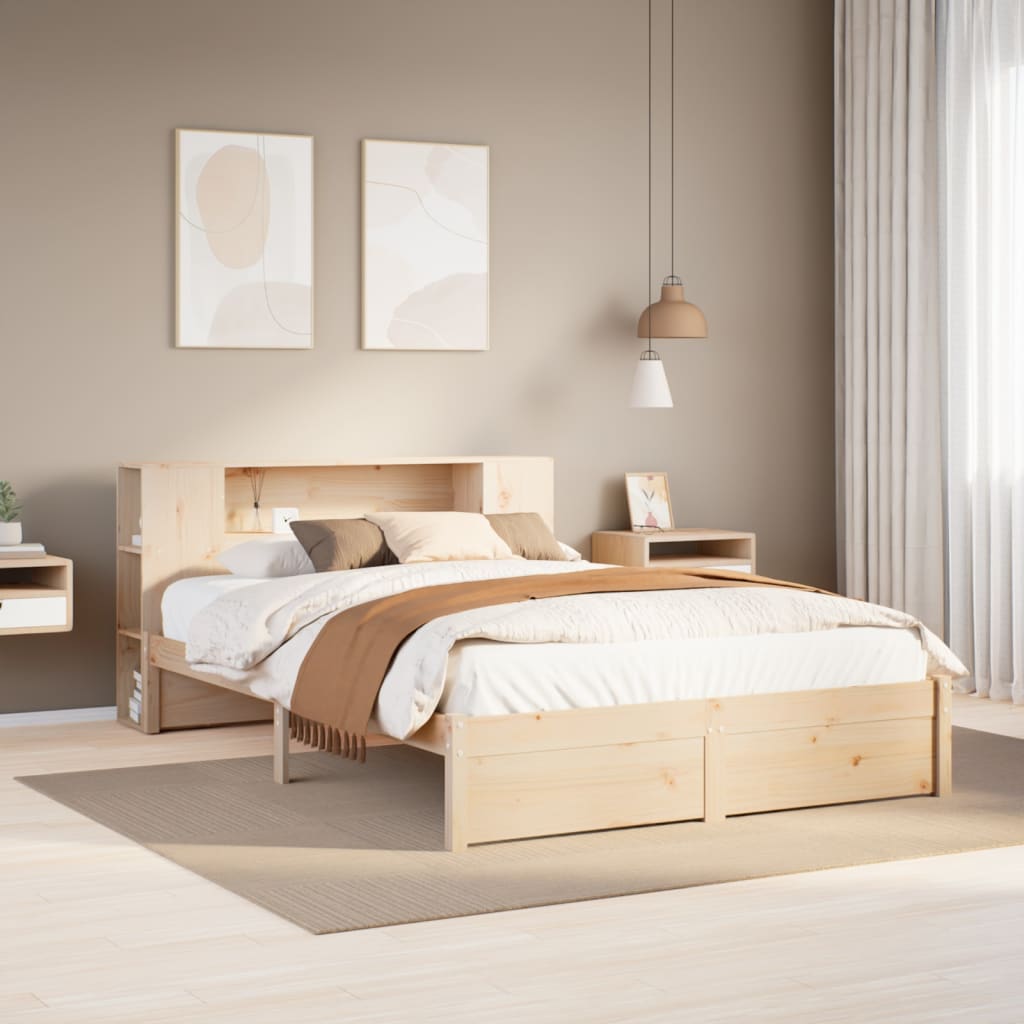Letto Libreria senza Materasso 140x190 cm in Legno di Pino