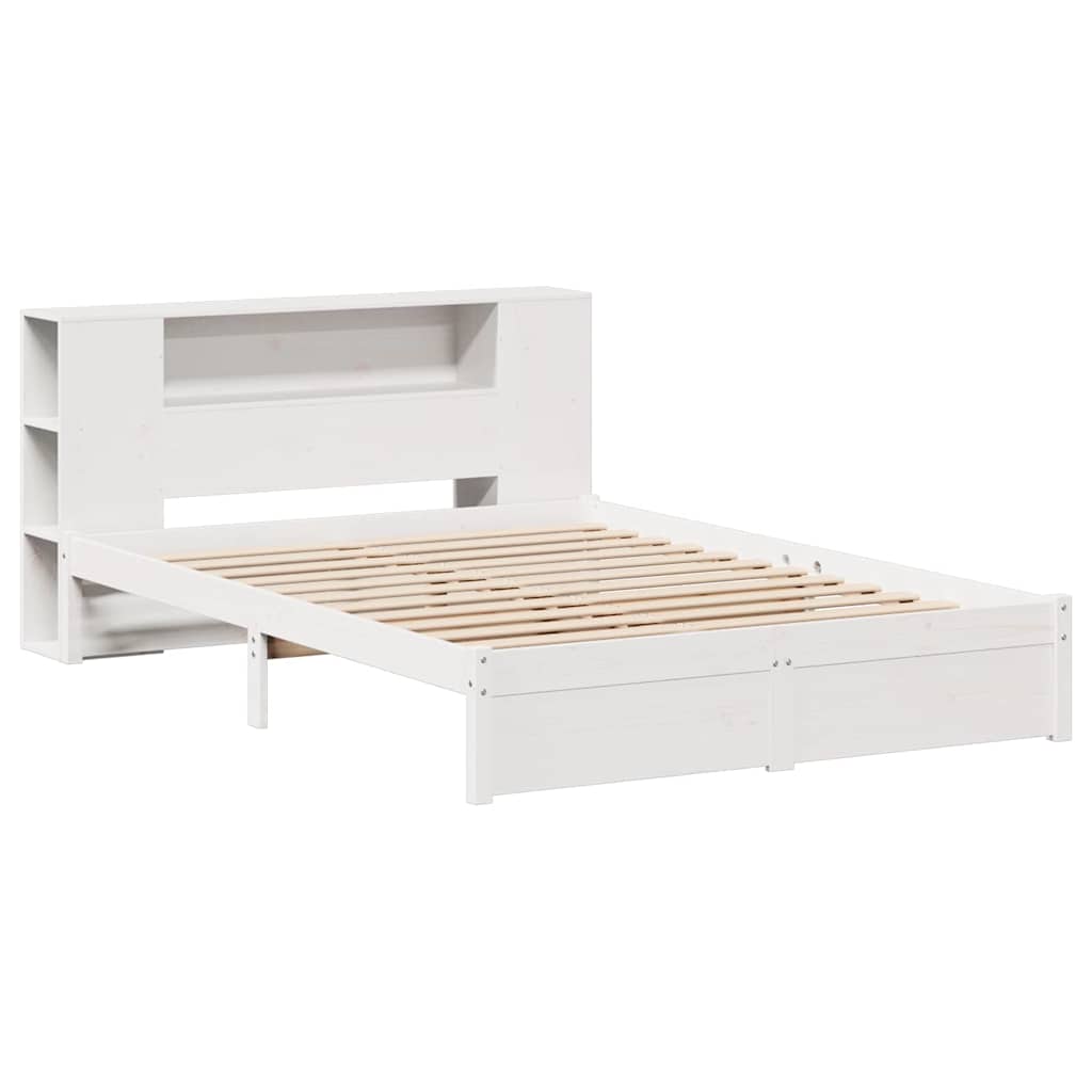 Letto Libreria senza Materasso Bianco 140x190 cm Legno di Pino