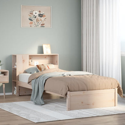 Letto Libreria senza Materasso 90x200 cm Legno Massello Pino