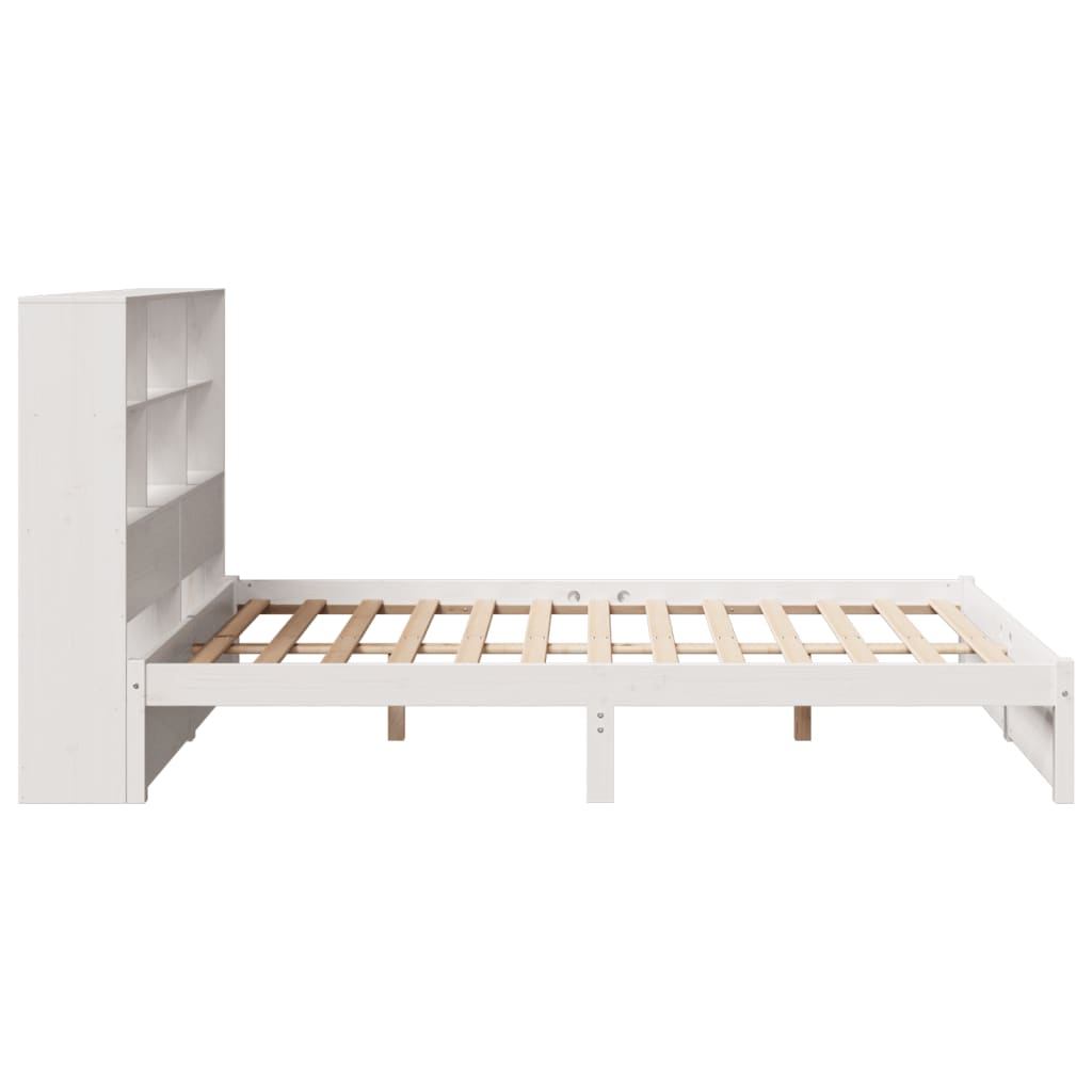Letto Libreria senza Materasso Bianco 140x190 cm Legno di Pino