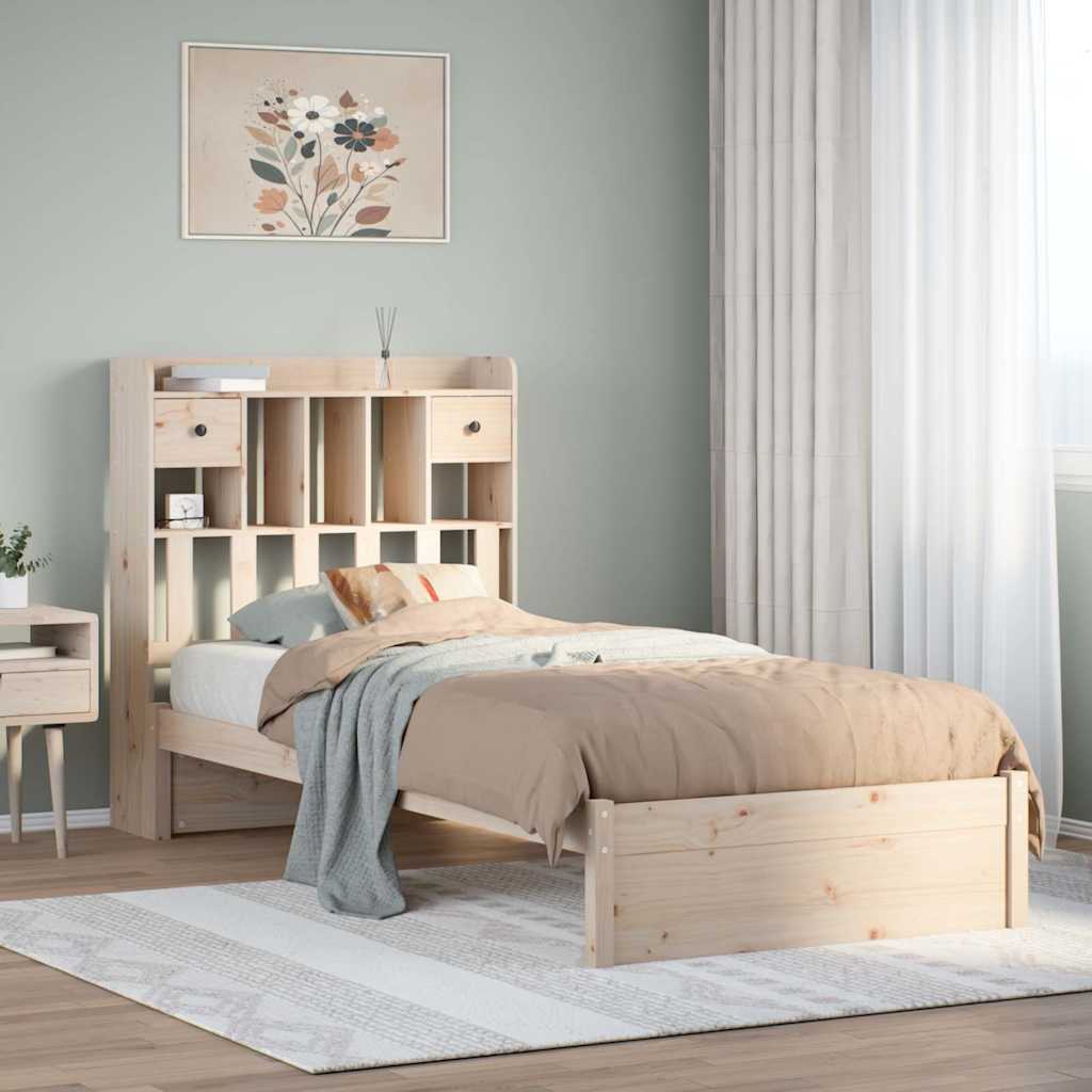 Giroletto con Libreria senza Materasso 75x190 cm in Legno Pino