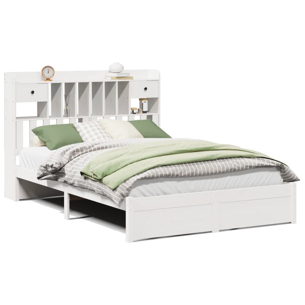 Letto Libreria senza Materasso Bianco 140x190 cm Legno di Pino
