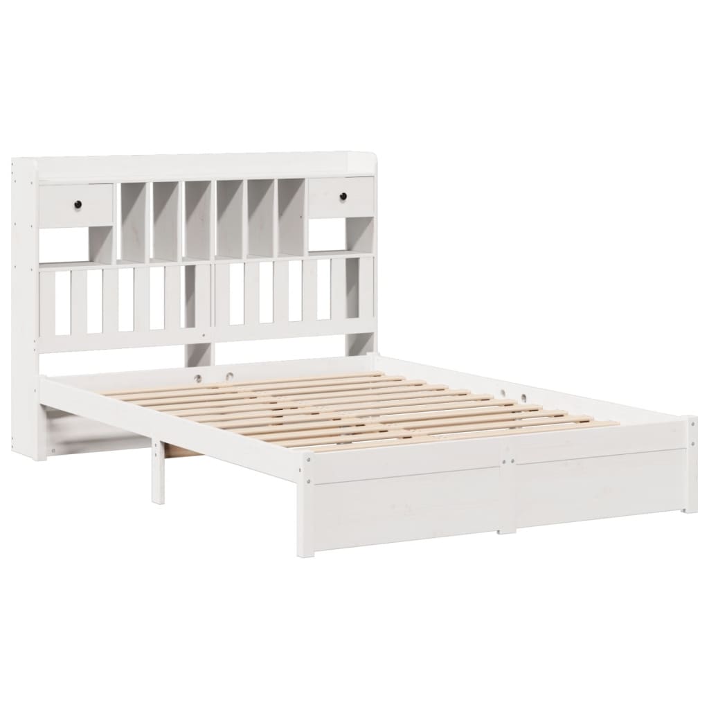Letto Libreria senza Materasso Bianco 140x190 cm Legno di Pino