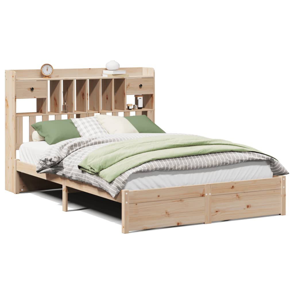 Letto Libreria senza Materasso 140x200 cm in Legno di Pino