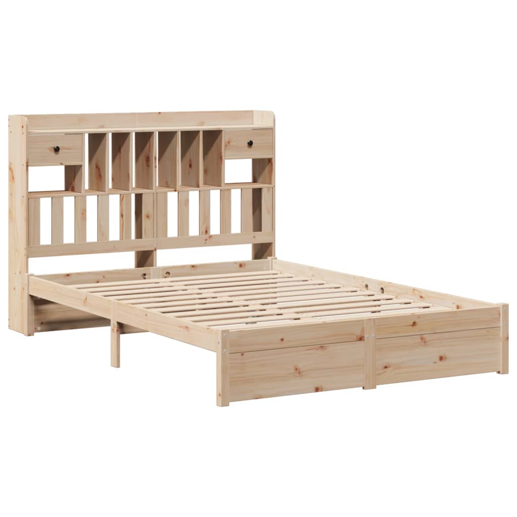 Letto Libreria senza Materasso 140x200 cm in Legno di Pino