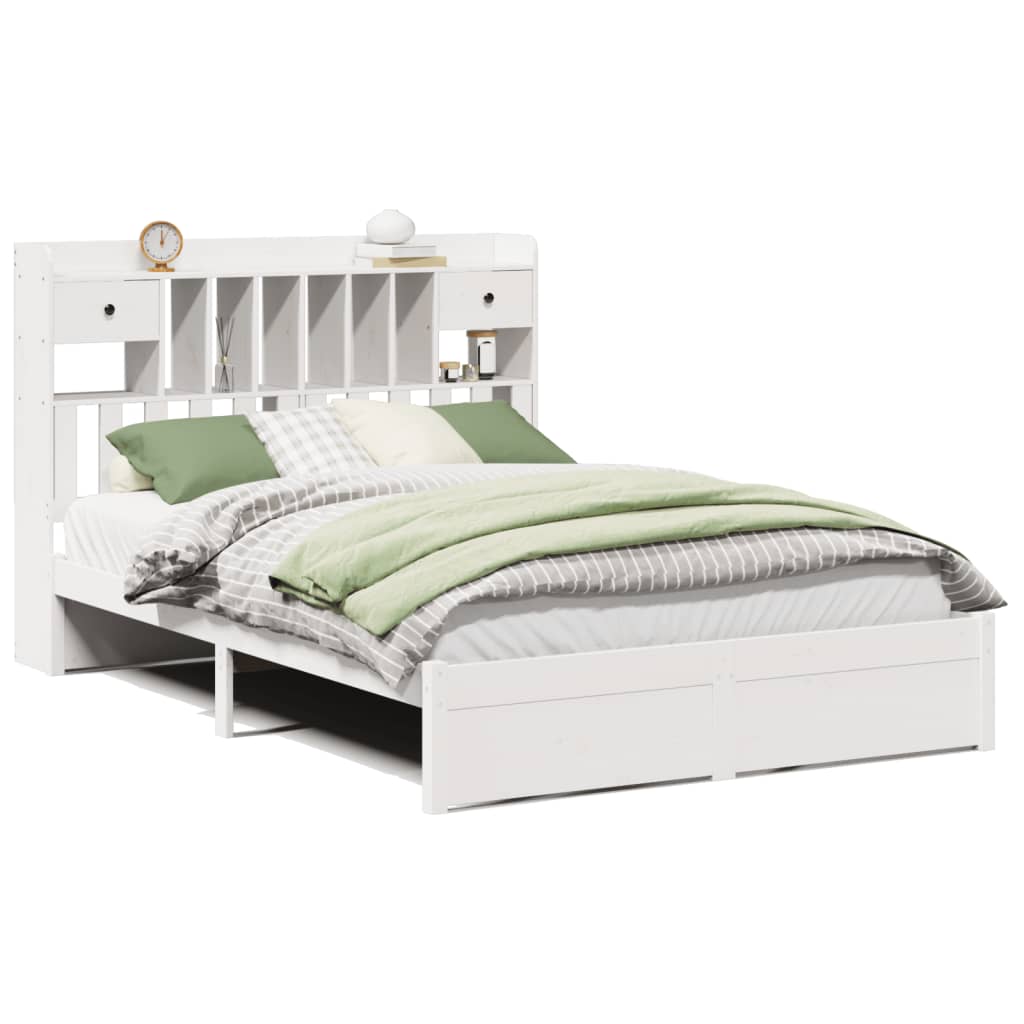 Letto Libreria senza Materasso Bianco 140x200 cm Legno di Pino