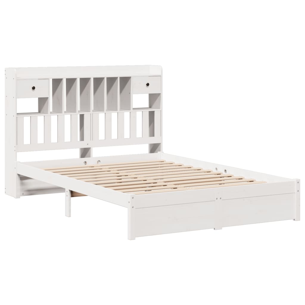 Letto Libreria senza Materasso Bianco 140x200 cm Legno di Pino