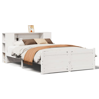 Letto Libreria senza Materasso Bianco 140x190 cm Legno di Pino