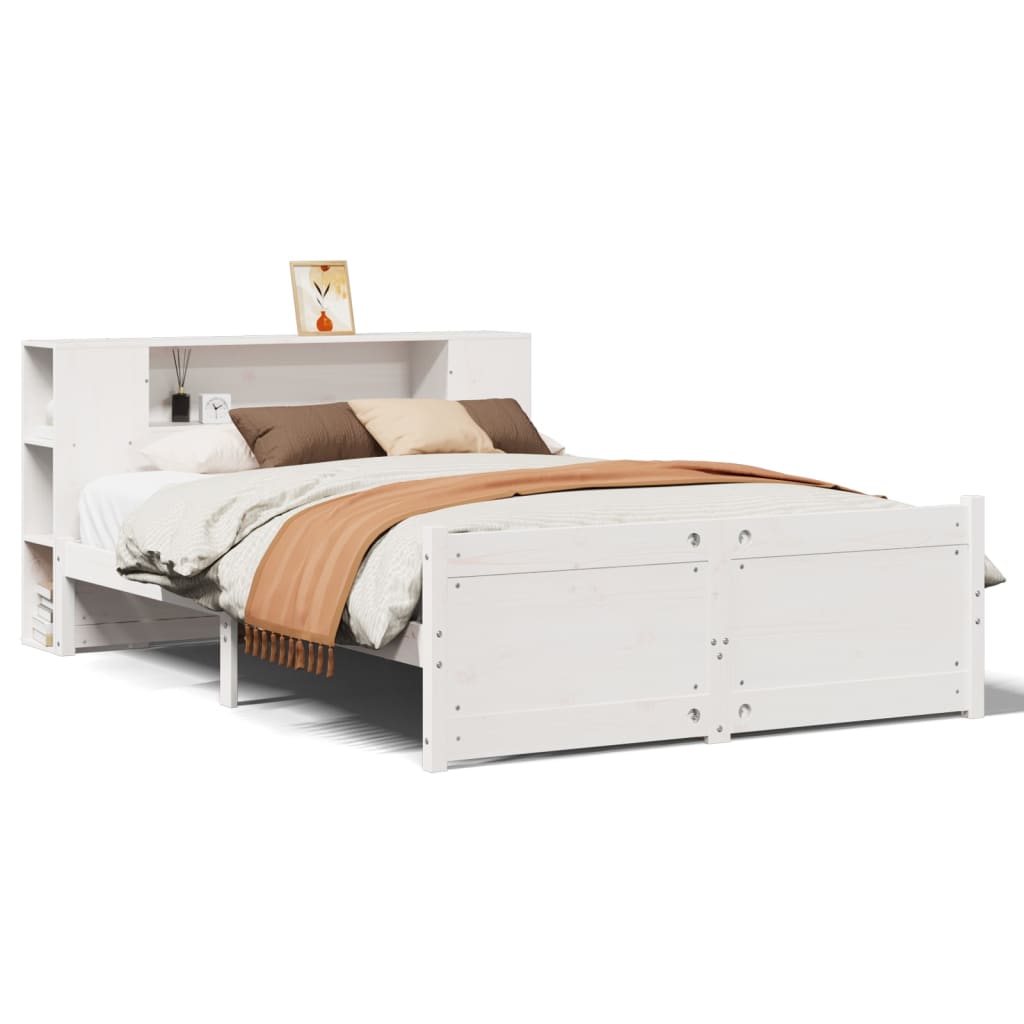 Letto Libreria senza Materasso Bianco 140x200 cm Legno di Pino