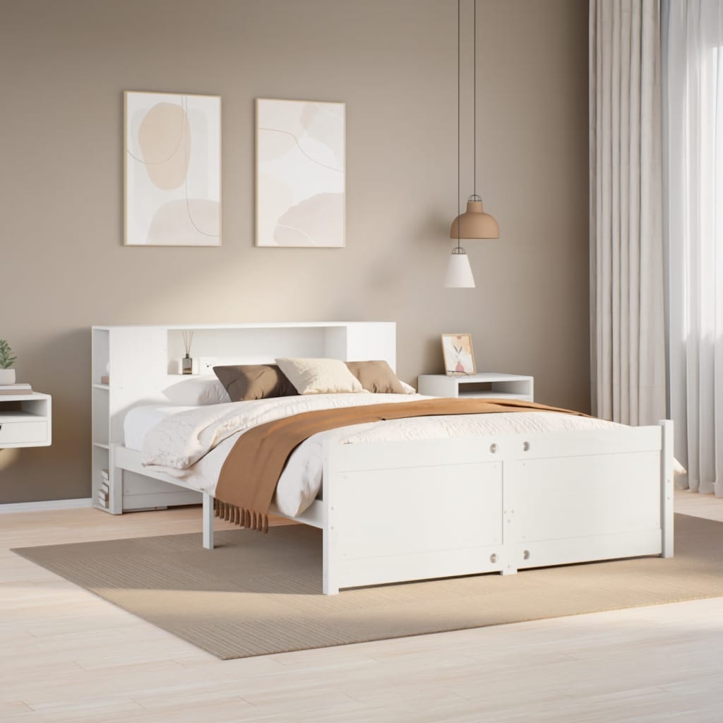 Letto Libreria senza Materasso Bianco 140x200 cm Legno di Pino