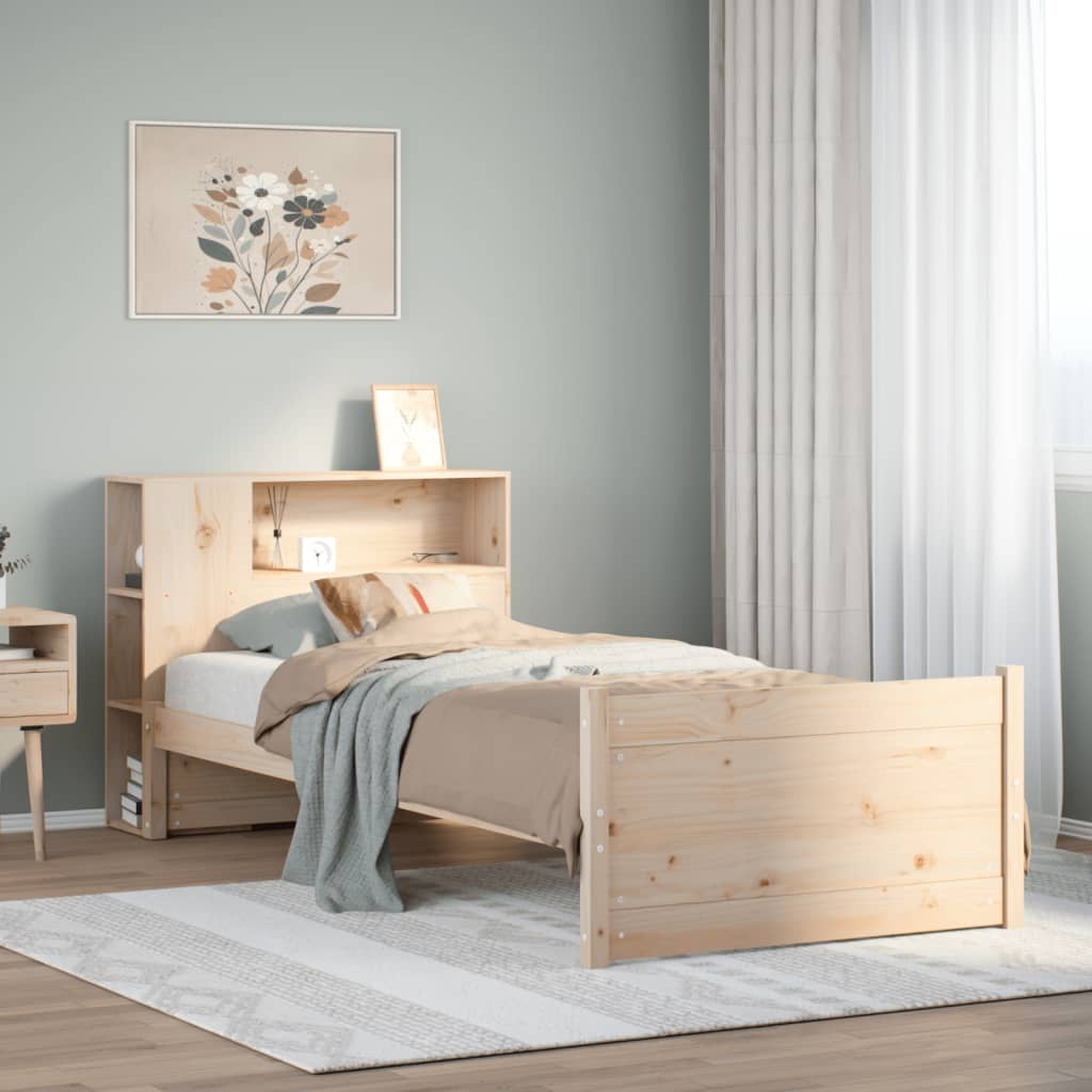 Letto Libreria senza Materasso 90x190 cm Legno Massello Pino