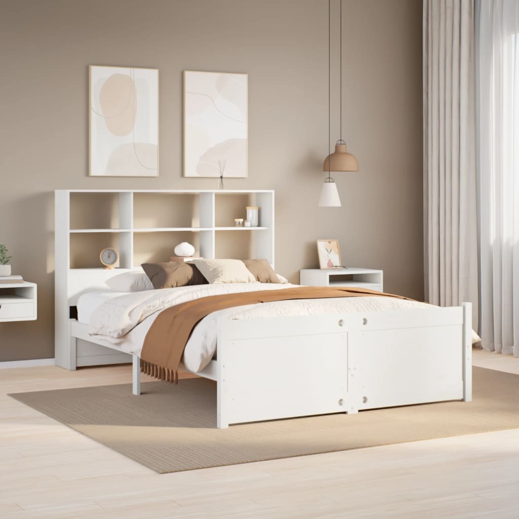 Letto Libreria senza Materasso Bianco 120x190 cm Legno di Pino