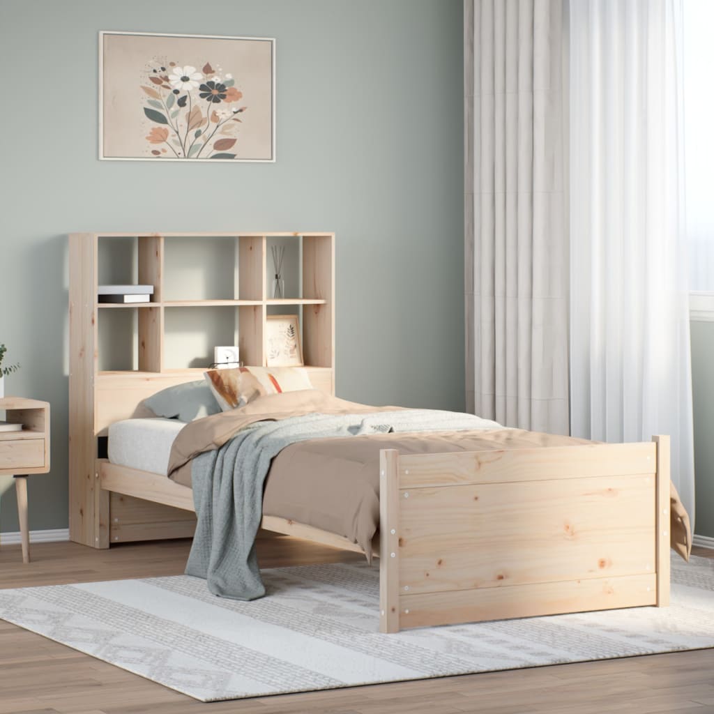 Letto Libreria senza Materasso 90x200 cm Legno Massello Pino