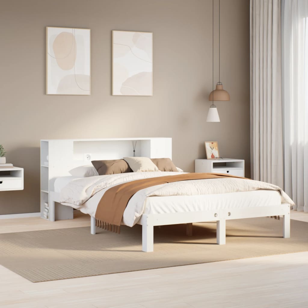 Letto Libreria senza Materasso Bianco 120x200 cm Legno di Pino