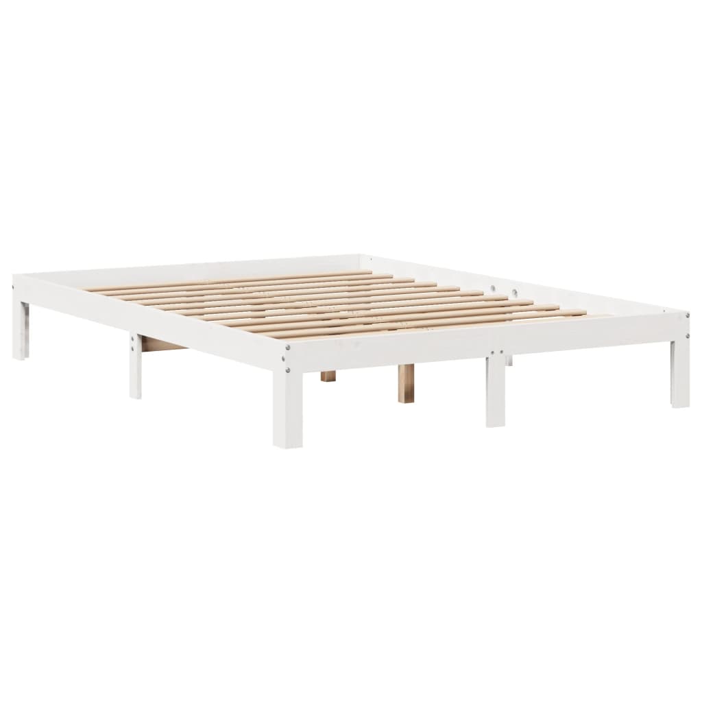 Letto Libreria senza Materasso Bianco 150x200 cm Legno di Pino