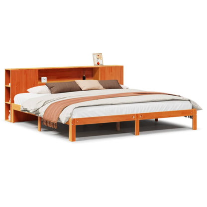 Letto Libreria senza Materasso Marrone Cera 180x200 cm in Pino