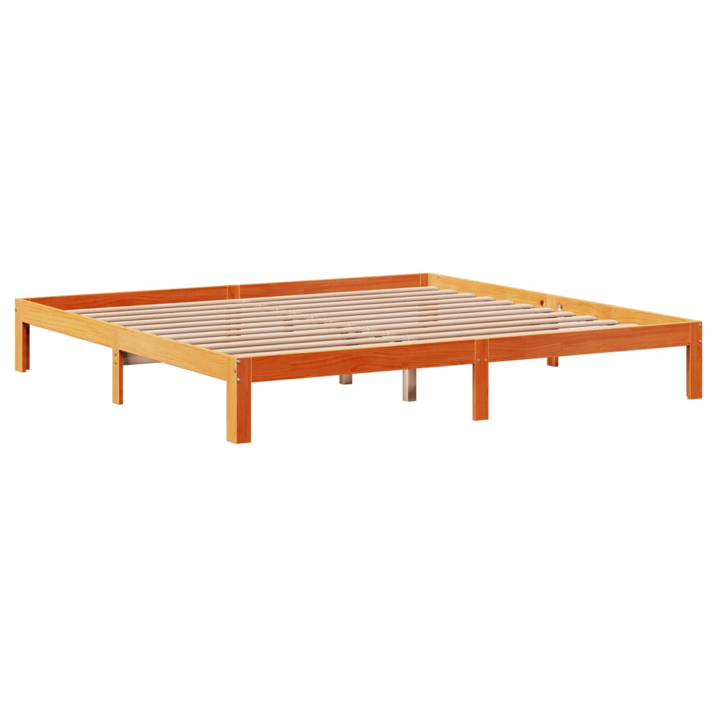 Letto Libreria senza Materasso Marrone Cera 180x200 cm in Pino