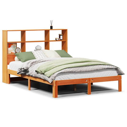 Letto Libreria senza Materasso Marrone Cera 135x190 cm in Pino