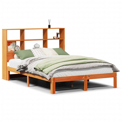 Letto Libreria senza Materasso Marrone Cera 140x190 cm in Pino