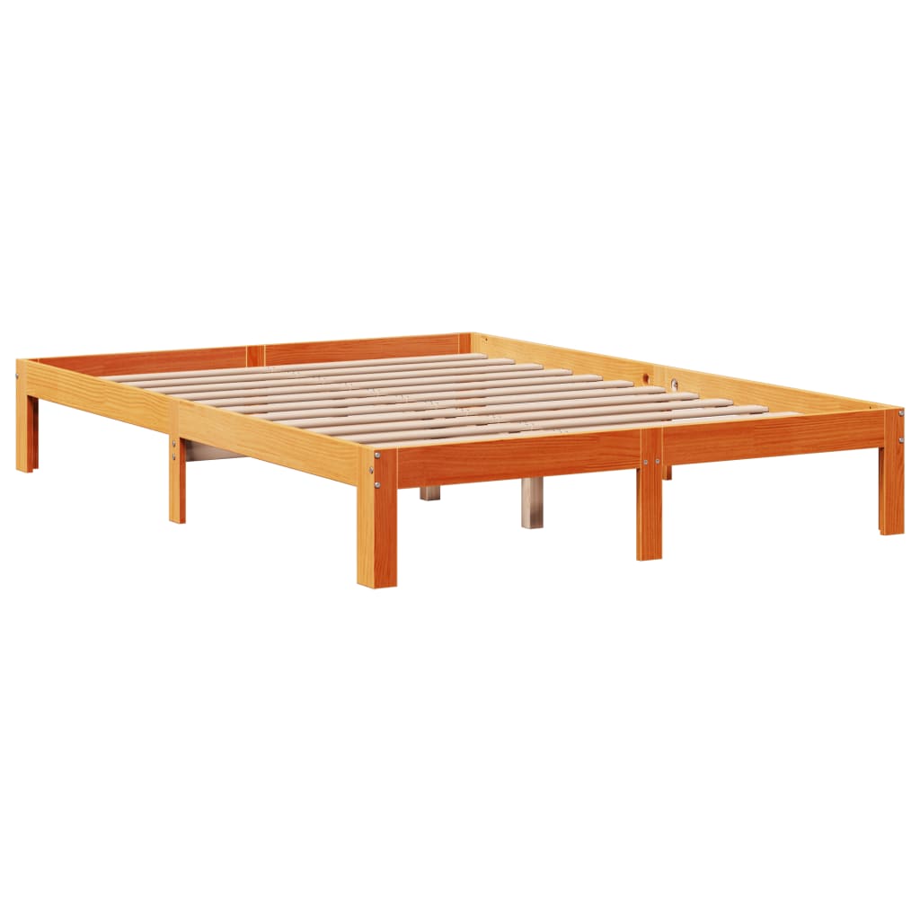Letto Libreria senza Materasso Marrone Cera 140x190 cm in Pino