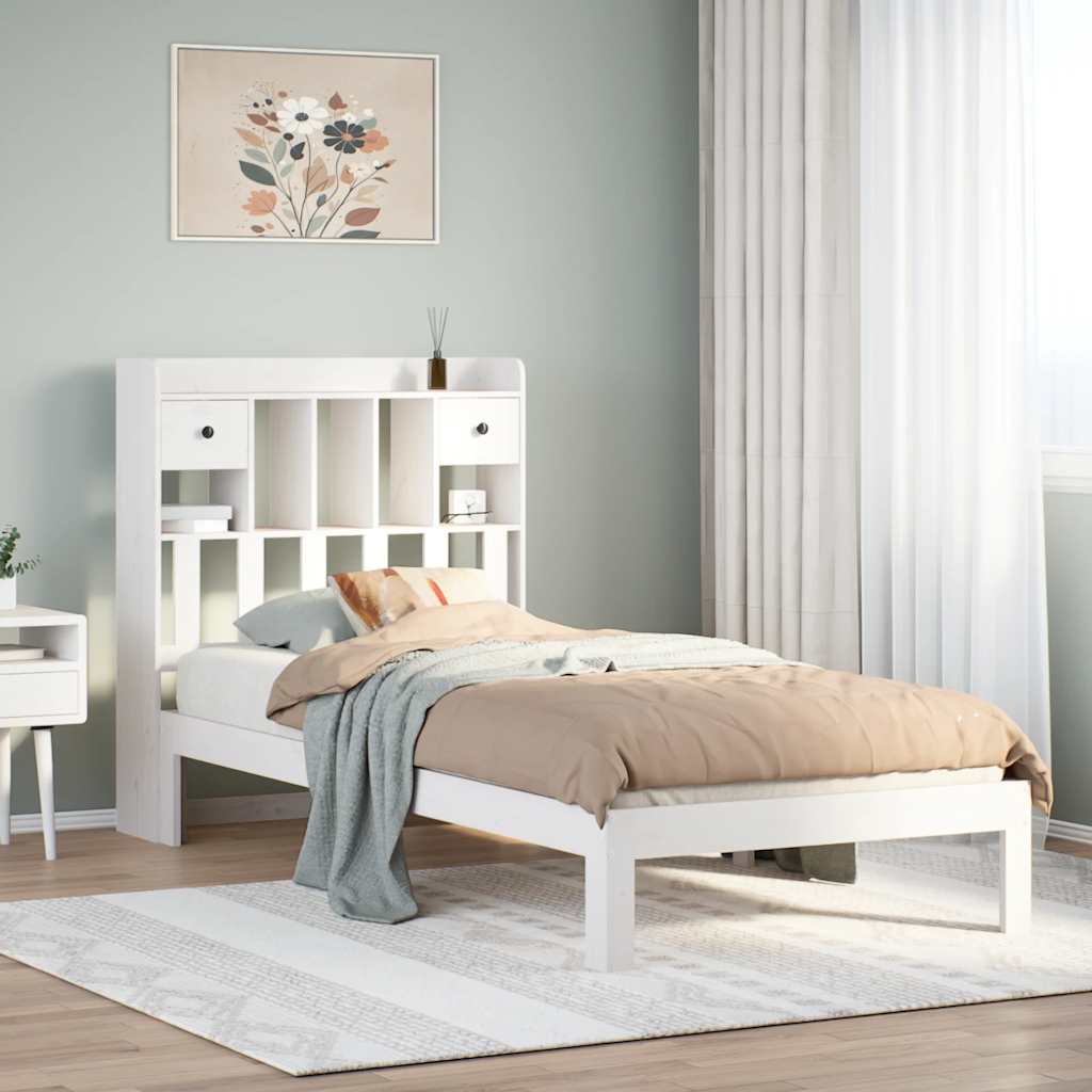 Letto con Libreria senza Materasso 75x190 cm in Legno Pino
