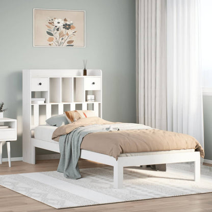 Letto Libreria senza Materasso Bianco 90x190 cm Massello Pino