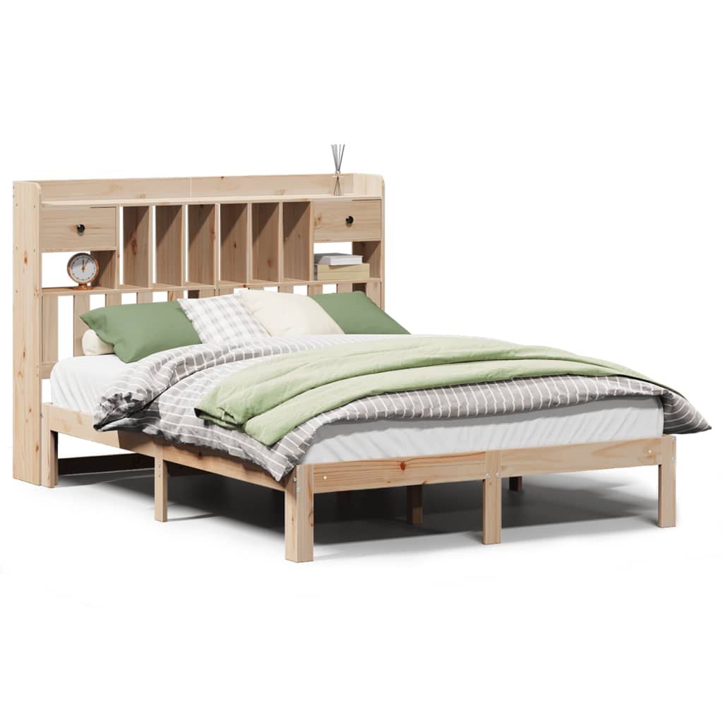 Letto Libreria senza Materasso 140x190 cm in Legno di Pino