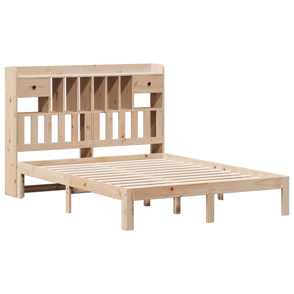 Letto Libreria senza Materasso 140x190 cm in Legno di Pino