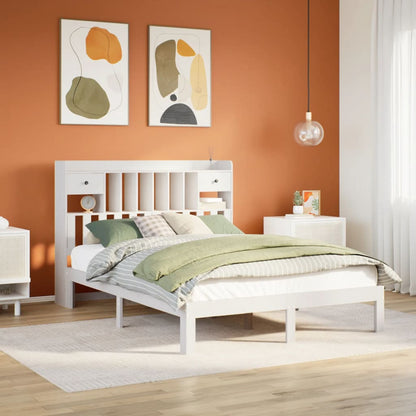Letto Libreria senza Materasso Bianco 140x190 cm Legno di Pino