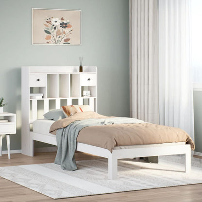 Letto Libreria senza Materasso Bianca 90x200 cm Legno di Pino