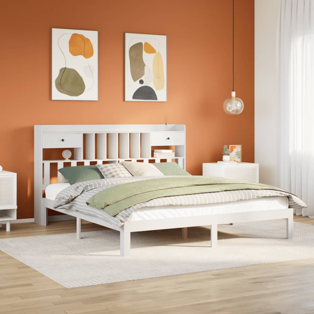 Giroletto con Libreria senza Materasso 180x200 cm in Legno Pino