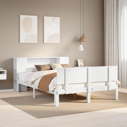 Letto Libreria senza Materasso Bianco 140x200 cm Legno di Pino