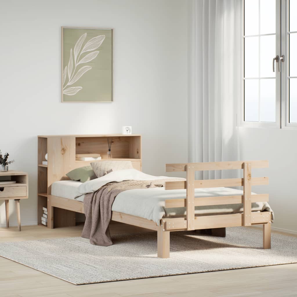 Giroletto con Libreria senza Materasso 75x190 cm in Legno Pino