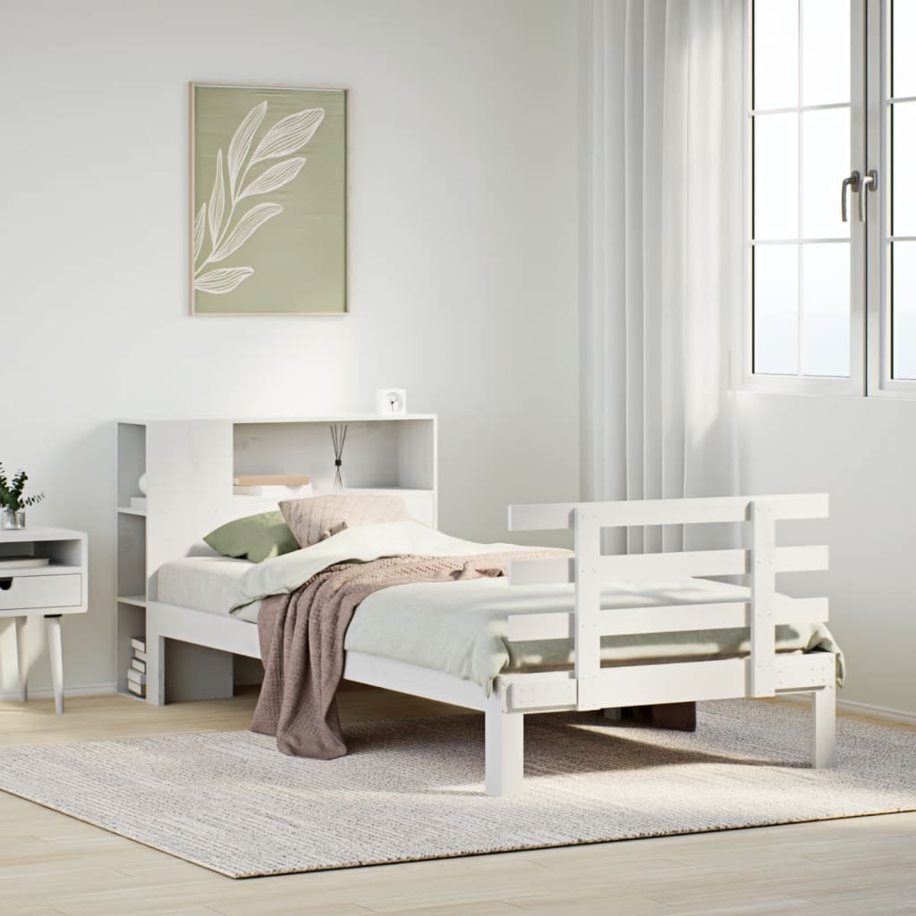 Letto con Libreria senza Materasso 75x190 cm in Legno Pino