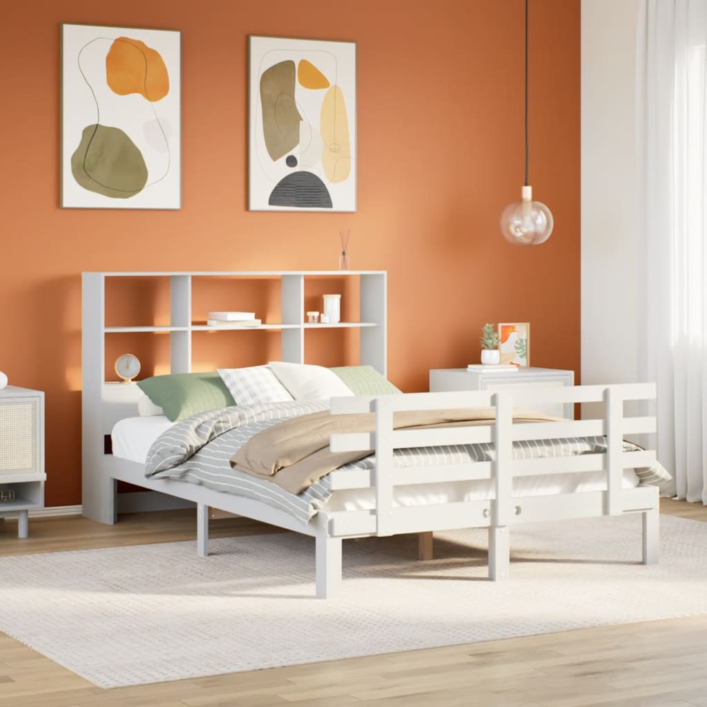 Letto Libreria senza Materasso Bianco 120x200 cm Legno di Pino