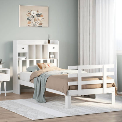 Letto Libreria senza Materasso Bianco 90x190 cm Massello Pino