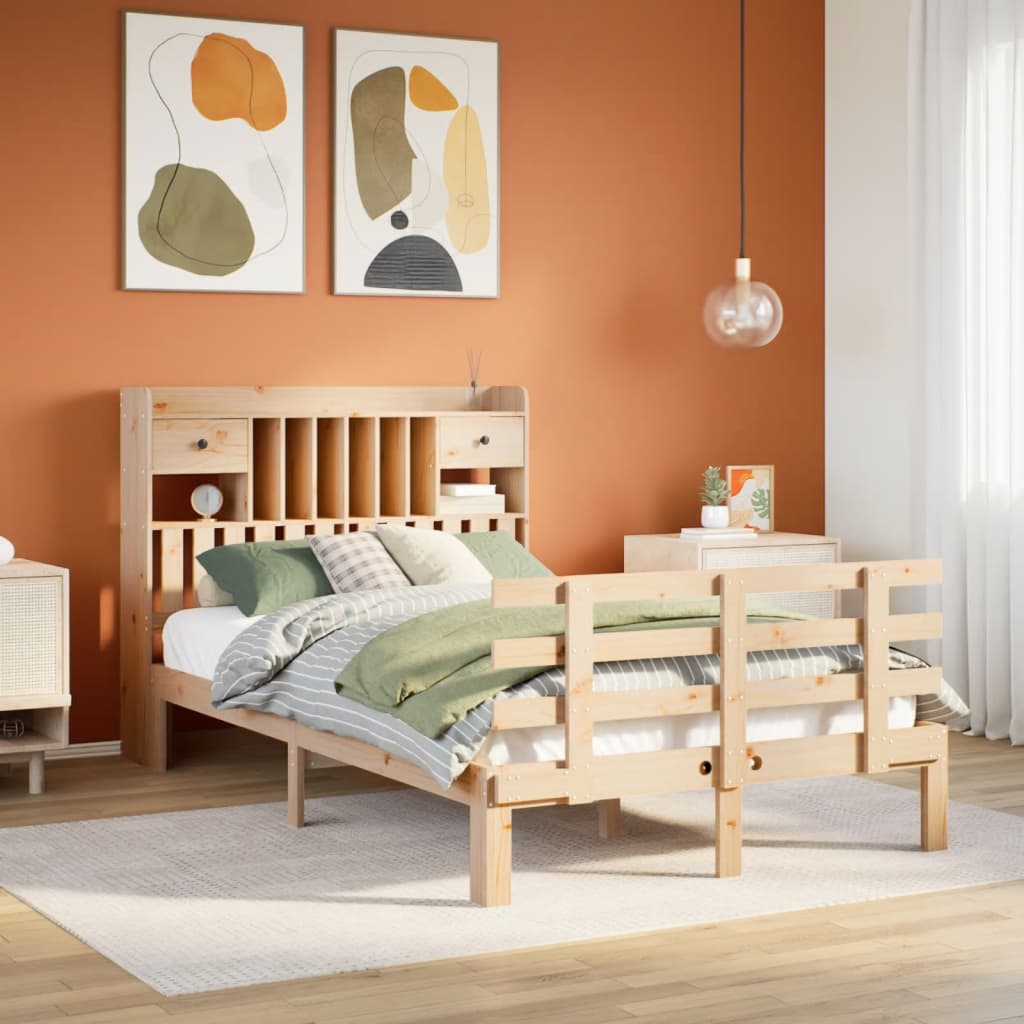 Letto Libreria senza Materasso 135x190 cm in Legno di Pino