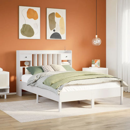 Letto Libreria senza Materasso Bianco 135x190 cm Legno di Pino