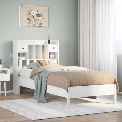 Letto Libreria senza Materasso Bianco 90x190 cm Massello Pino