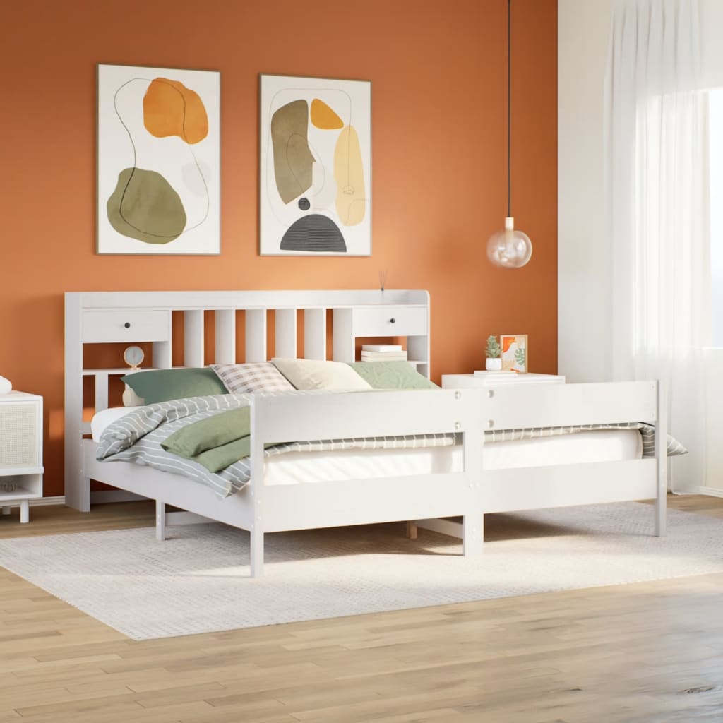 Giroletto con Libreria senza Materasso 180x200 cm in Legno Pino