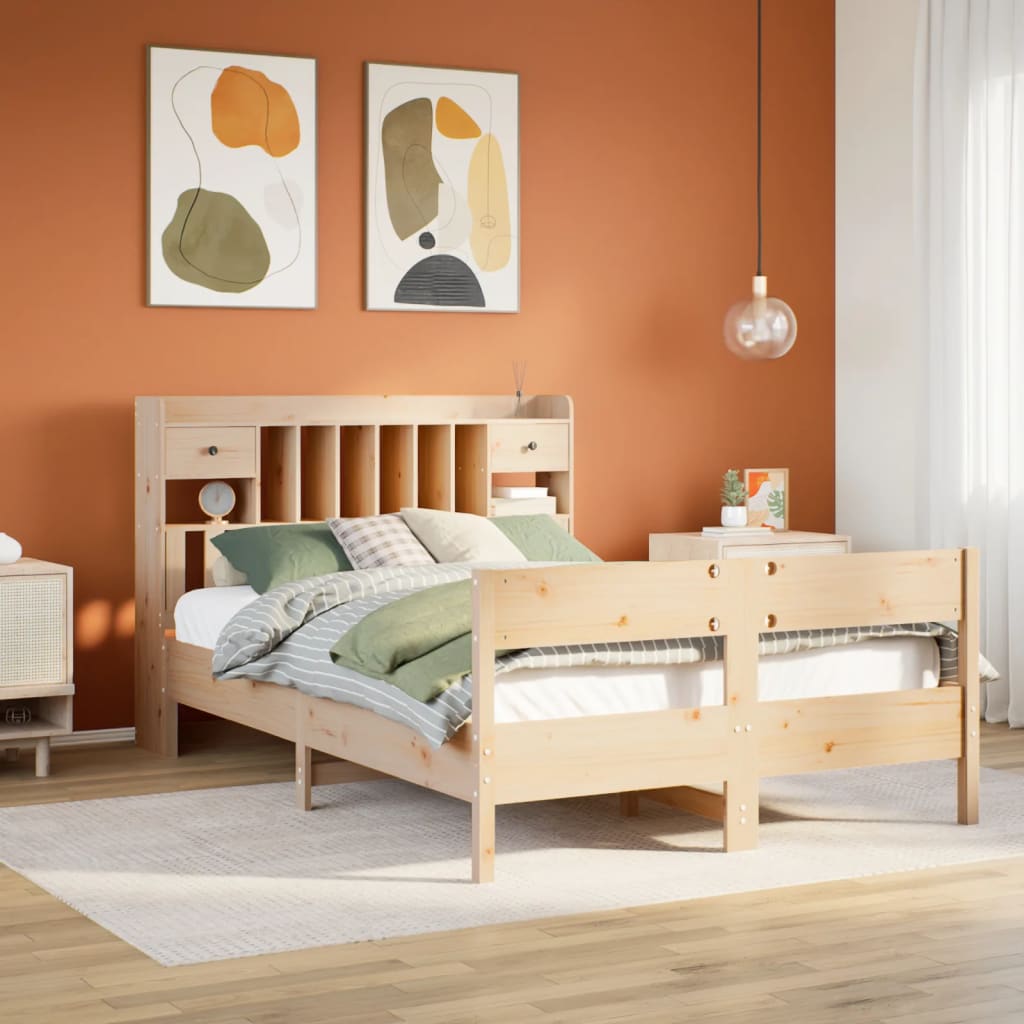Letto Libreria senza Materasso 150x200 cm in Legno di Pino