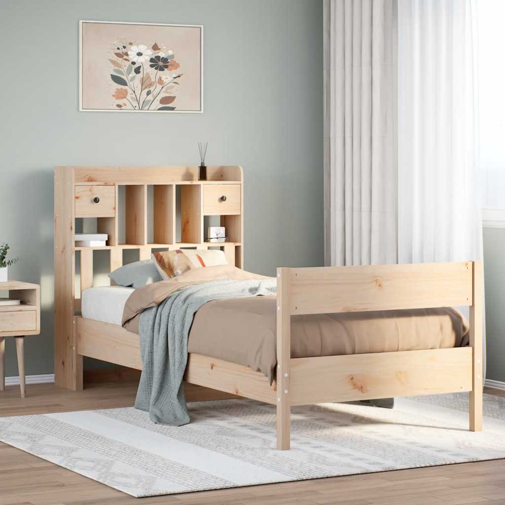 Giroletto con Libreria senza Materasso 75x190 cm in Legno Pino