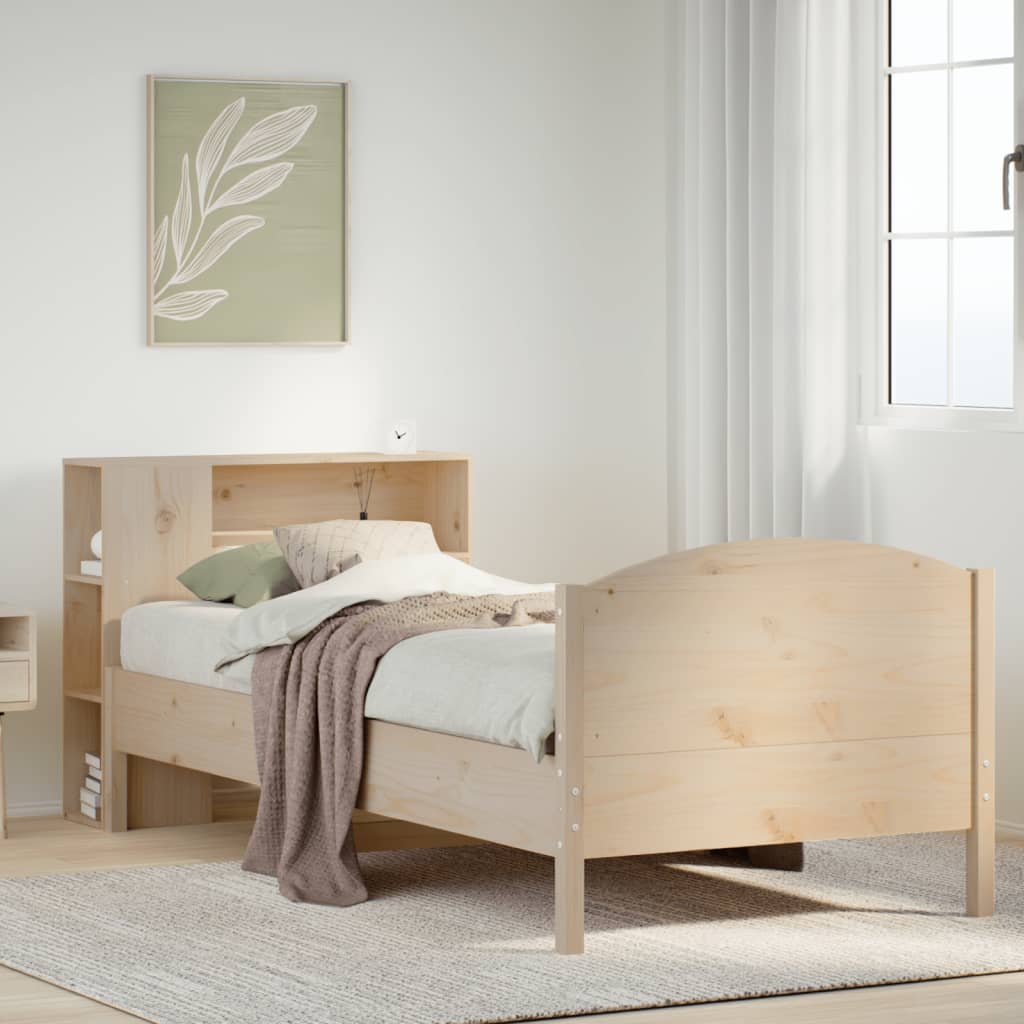 Giroletto con Libreria senza Materasso 75x190 cm in Legno Pino