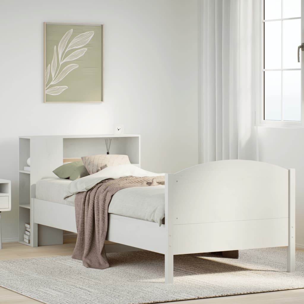 Letto con Libreria senza Materasso 75x190 cm in Legno Pino
