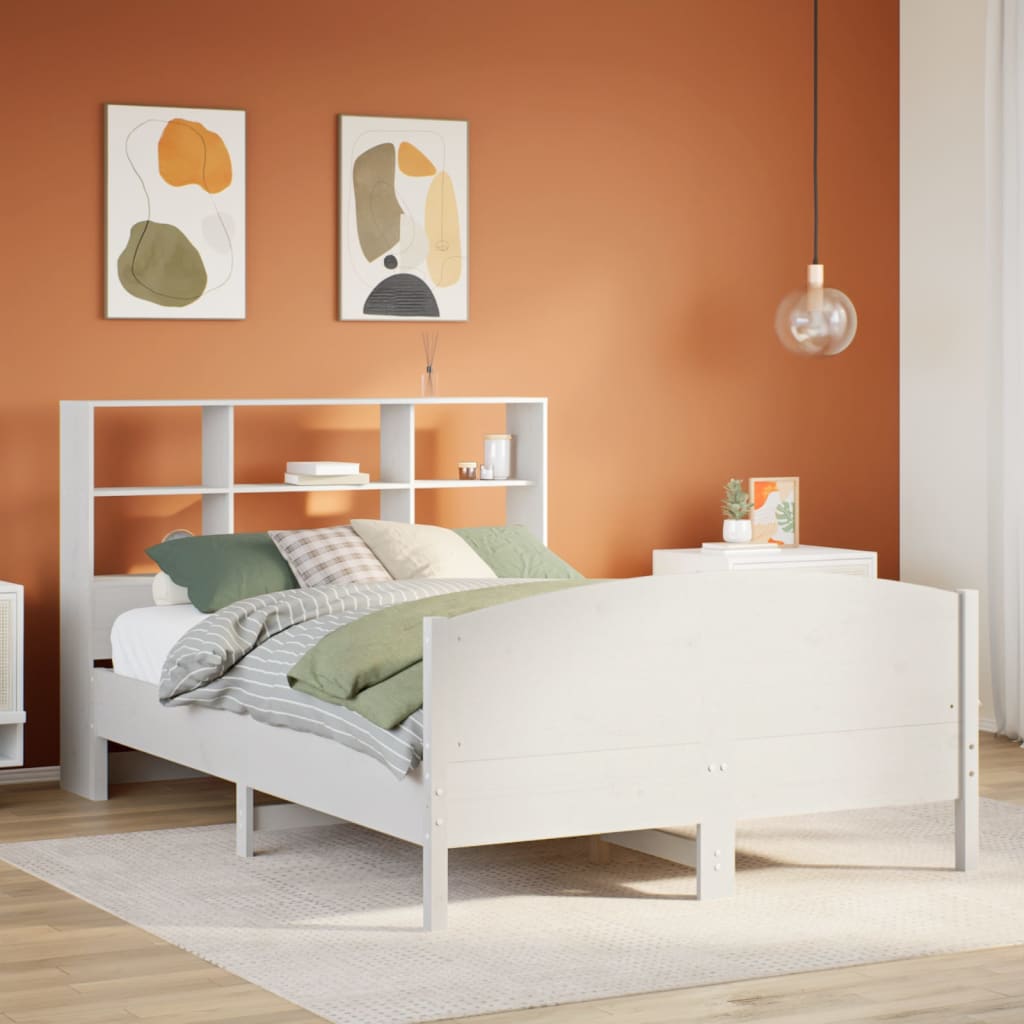 Letto Libreria senza Materasso Bianco 120x200 cm Legno di Pino