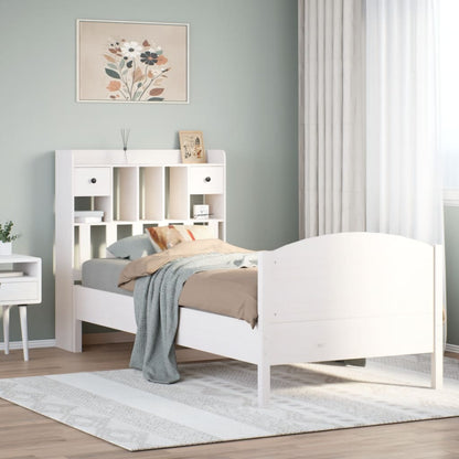 Letto Libreria senza Materasso Bianca 90x200 cm Legno di Pino